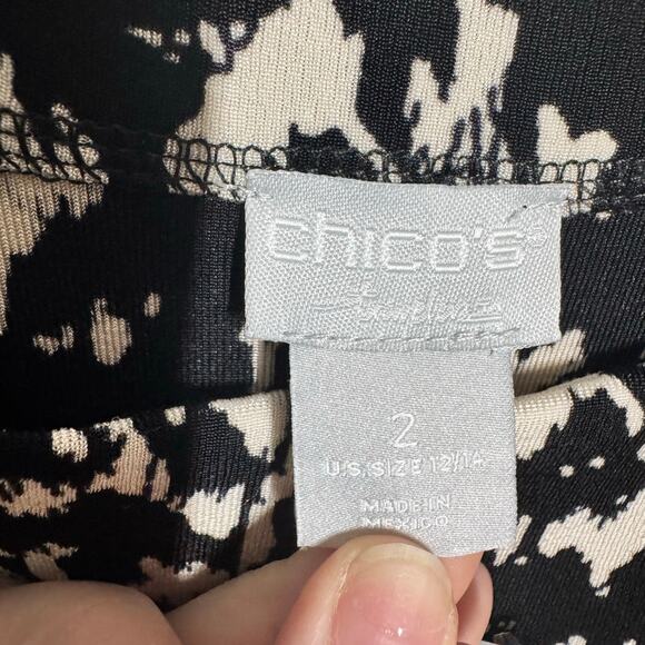 Chico's Travelers Dress Women 2 (12/14) Plus Size Black White Modest Minimal NWT - Picture 6 of 7